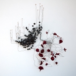 Architecture of a Scent: Cinnamon, 2012, wire, dissected fake flower parts, seed pods, cork, foil, tool dip, heat shrink, paint and flock, 59 x 44 x 29