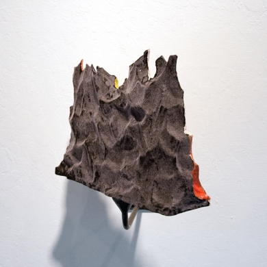 other side of Patagonia, 2013, foam, resin, paint and flock on spinning mount, 9 x 12 x 3.5